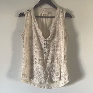 🔥 3 for $30 🔥 Cream lace tank with buttons